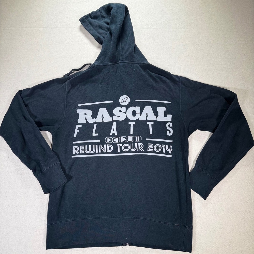 Rascal Flatts Hoodie 2014 Rewind Tour Zip Up Black Small Country Music Concert